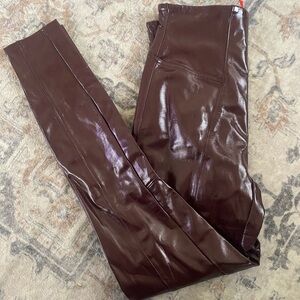 SPANX deep purple/brown faux Leather leggings/pants